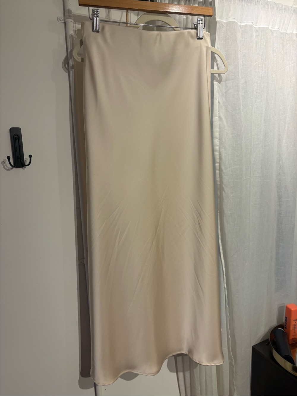 Satin Slip Skirt in Light Beige - Picture 3 of 3